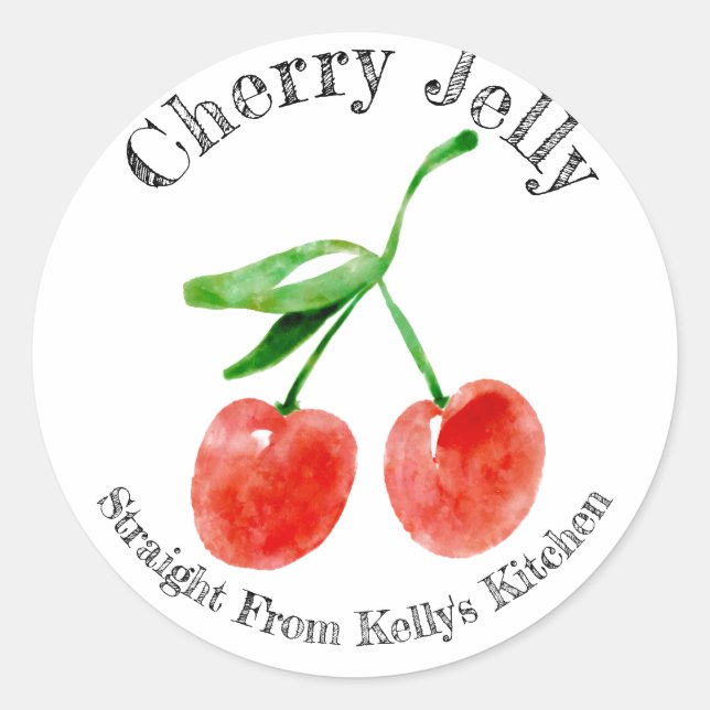 Home Canning Business Cherry Jelly Food Label (Front)