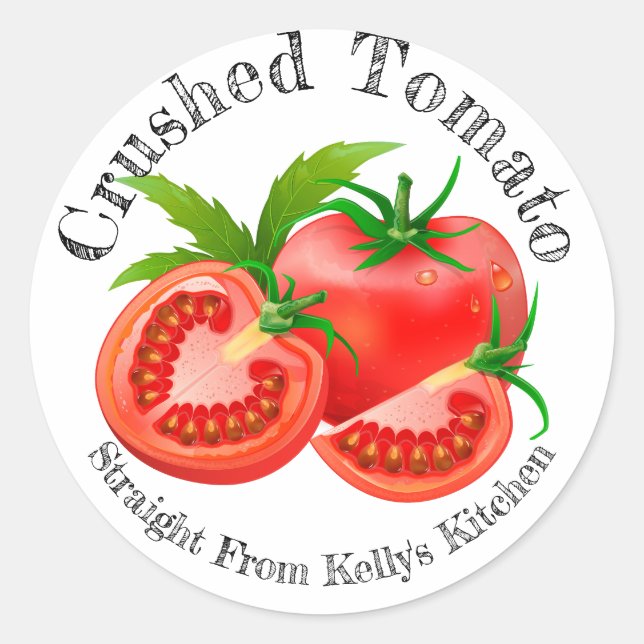 Home Canning Business Crushed Tomato Food Label (Front)