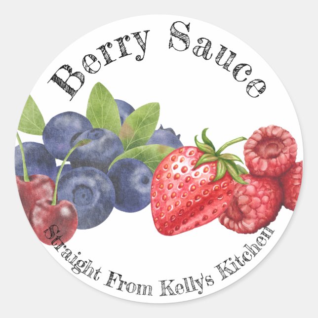 Home Canning Business Mixed Berry Sauce Food Label (Front)