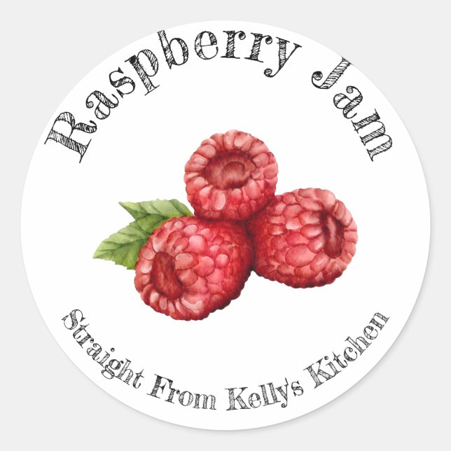 Home Canning Business Raspberry Jam Food Label (Front)