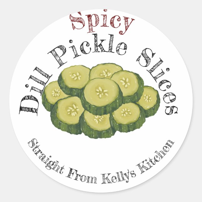 Home Canning Business Spicy Dill Pickles Label (Front)