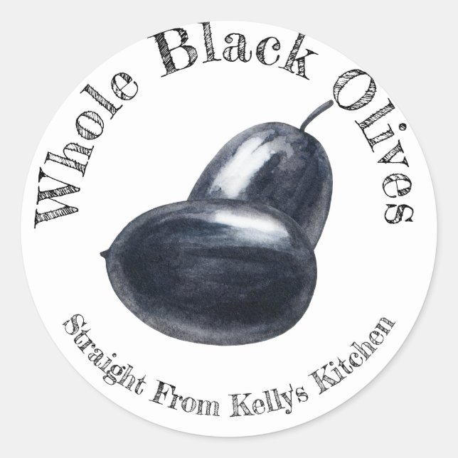 Home Canning Business Whole Black Olive Food Label (Front)