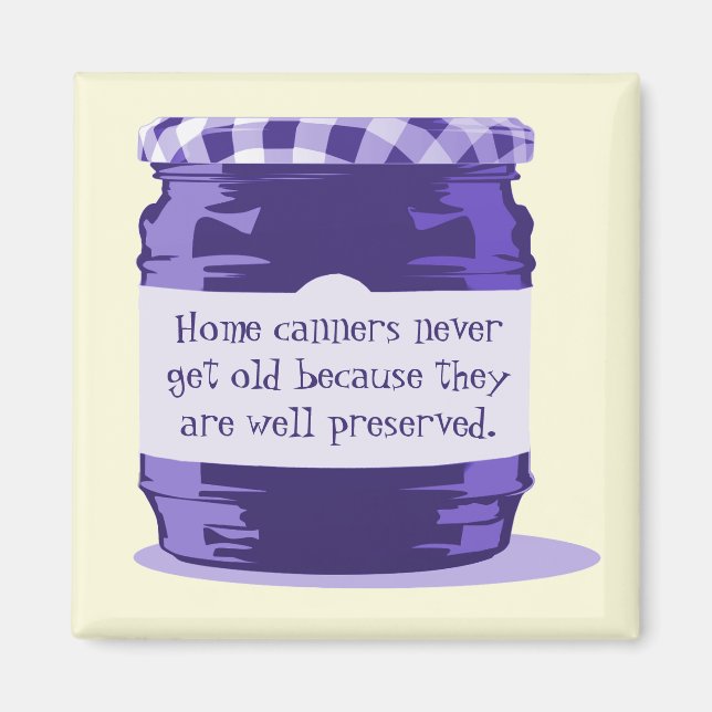 Home Canning Humor Retro Purple Jelly Jar Kitchen Magnet (Front)