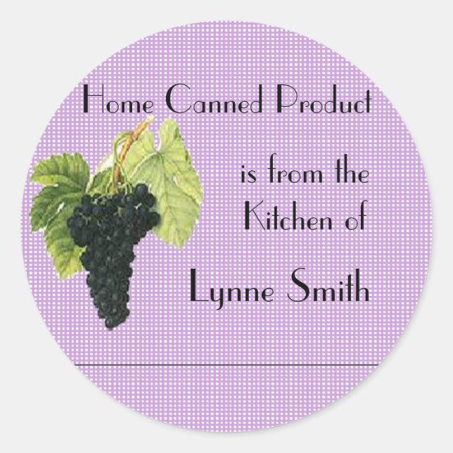 Home Canning Labels -- with grapes (Front)