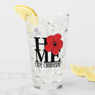 HOME Cape Canaveral Red Hibiscus Glass