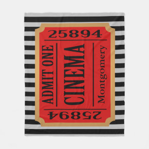 Home Cinema Movie Ticket Stub & Stripes Fleece Blanket