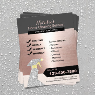 Home Cleaning Housekeeping Service Rose Gold Flyer