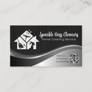 Home Cleaning Icons   QR code Business Card