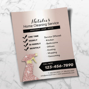Home Cleaning Service Blush Rose Gold Housekeeping Flyer