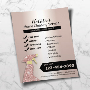Home Cleaning Service Blush Rose Gold Housekeeping Flyer
