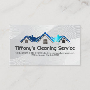 Home Cleaning Service Roof Logo Business Card
