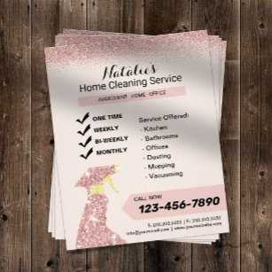 Home Cleaning Service Rose Gold Housekeeping Flyer