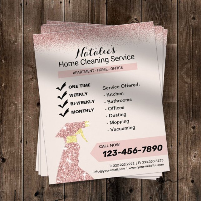 Home Cleaning Service Rose Gold Housekeeping Flyer (Creator Uploaded)