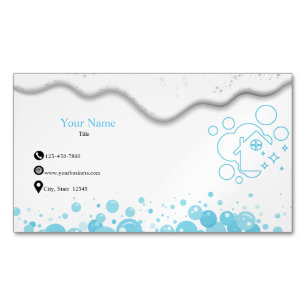 Home Cleaning Service Soap Bubbles Magnetic Business Card