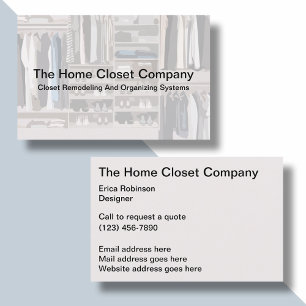 Home Closet Remodeling And Organising Business Card