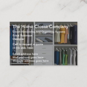 Home Closet Remodeling And Organizing Business Card
