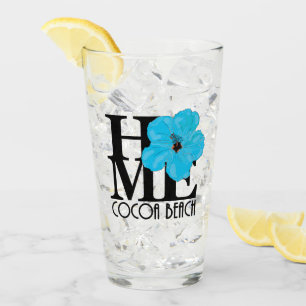 HOME Cocoa Beach Blue Hibiscus Glass