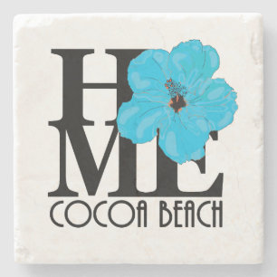 HOME Cocoa Beach Blue Hibiscus Stone Coaster
