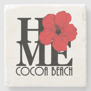 HOME Cocoa Beach Red Hibiscus Stone Coaster