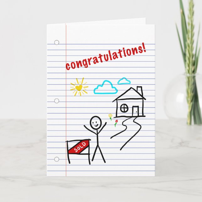 home congratulations notebook paper sketches holiday card (Front)