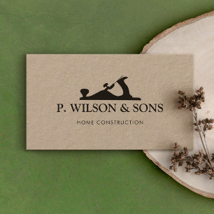 Home Construction and Carpenter Wood Plane Logo Business Card