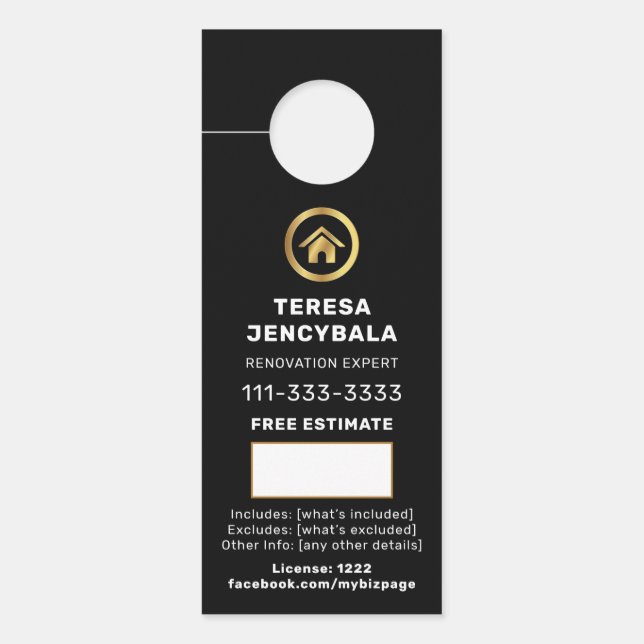 Home Construction Quote QR door sign (Front)
