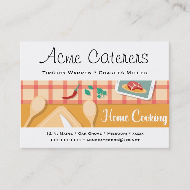 Home Cooking Catering Business Card (Front)