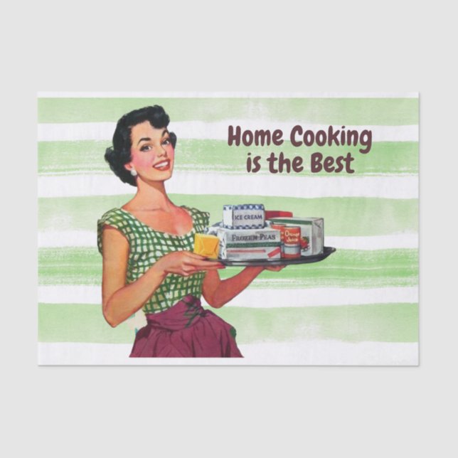 Home Cooking is the Best Retro Housewife with Food Tissue Paper (Front)