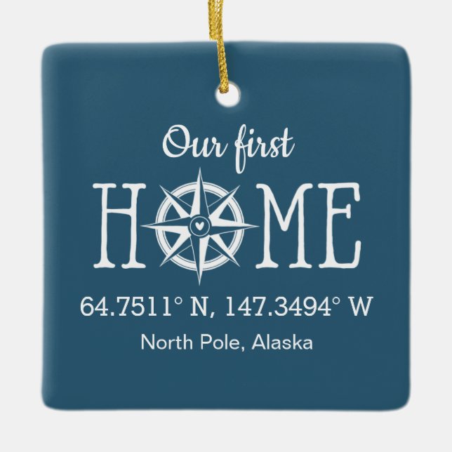 Home Coordinates - Choose Background Colour Ceramic Ornament (Front)