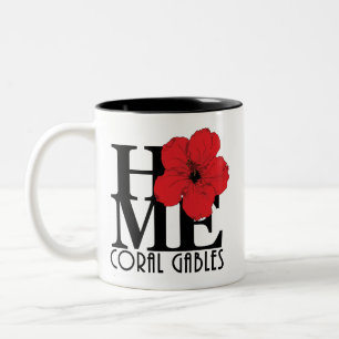 HOME Coral Gables Red Hibiscus 11oz Two-Tone Coffee Mug