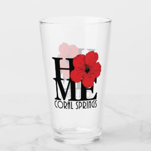 HOME Coral Springs Red Hibiscus Glass