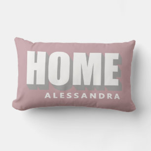 Home Custom Name Dusty Rose Modern Minimalist Chic Lumbar Cushion