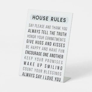 Home Decor House Rules Pedestal Sign