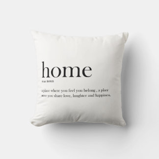 Home definition, typography, trendy, modern cushion