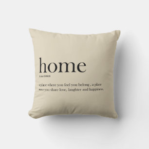 Home definition, typography, trendy, modern cushion