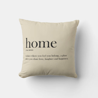 Home definition, typography, trendy, modern cushion