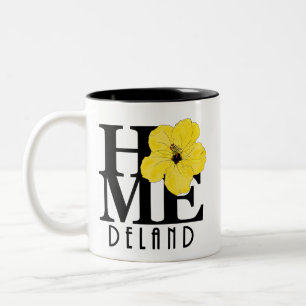 HOME Deland Yellow Hibiscus 11oz Two-Tone Coffee Mug