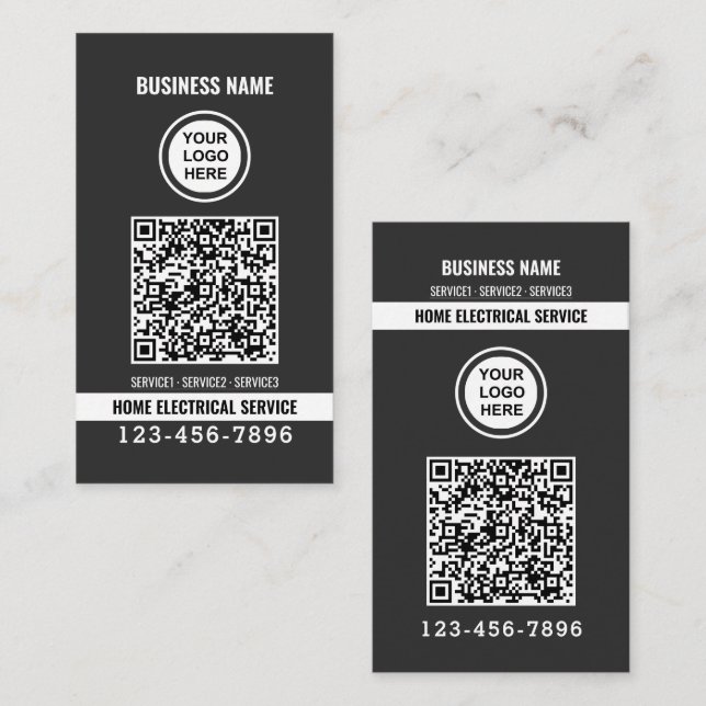 Home electric service QR code Logo custom work  T- Business Card (Front/Back)