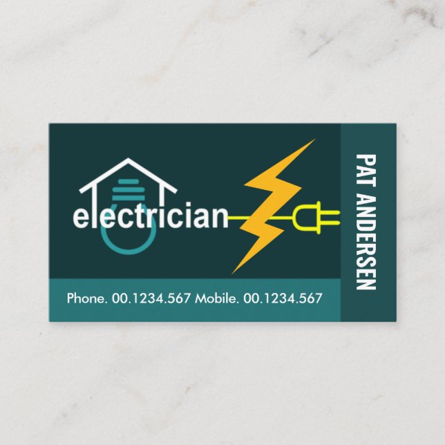 Home Electrician Power Plug Wiring Business Card (Front)