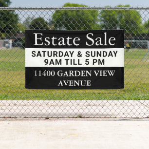 Home Estate Sale Custom House Auction Black Banner