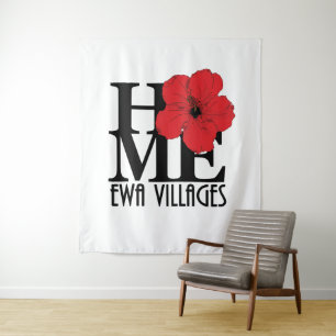 HOME Ewa Villages Red Hibiscus Tapestry
