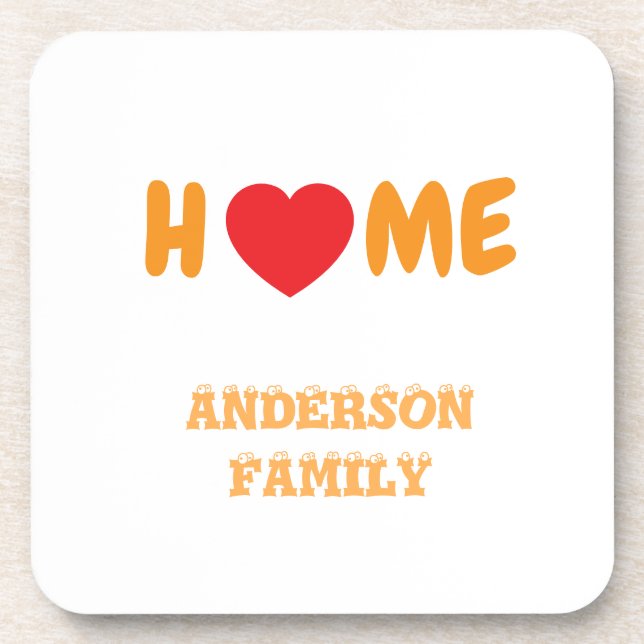 home family name cute unique  coaster (Front)
