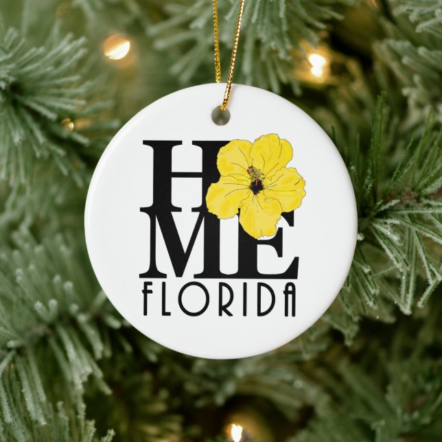 HOME Florida Yellow Hibiscus Ceramic Ornament (Tree)