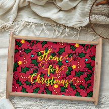 Home for Christmas Holly Leaves Pattern