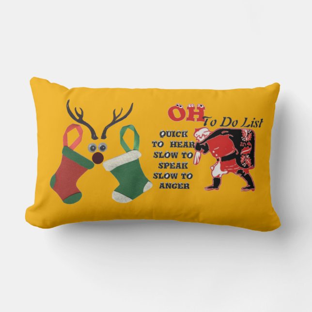 Home for Christmas To Do List Wishes Lumbar Cushion (Front)
