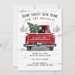 Home For Holidays Vintage Red Truck Lab Dog Moving Announcement