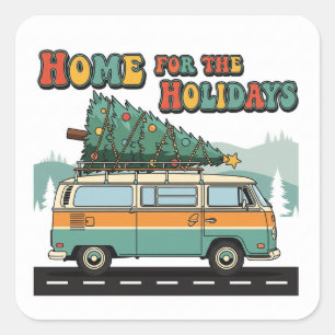 Home For The Holiday Square Sticker Festive Chri