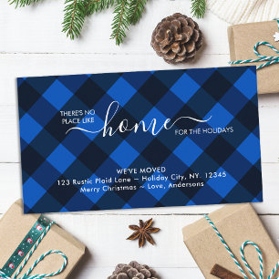 Home For The Holidays Blue Buffalo Plaid Moving Enclosure Card