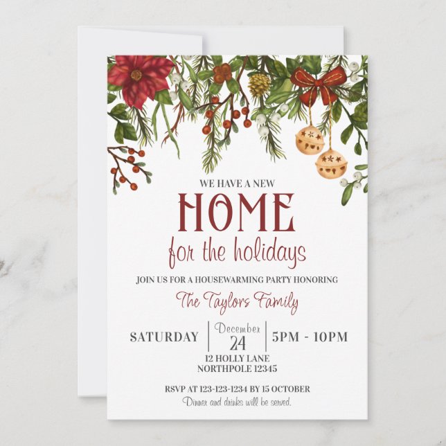 Home for the Holidays, Christmas housewarming Invitation (Front)