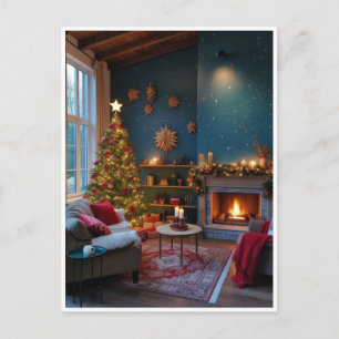 Home for the Holidays Christmas Tree Gifts Retro Postcard